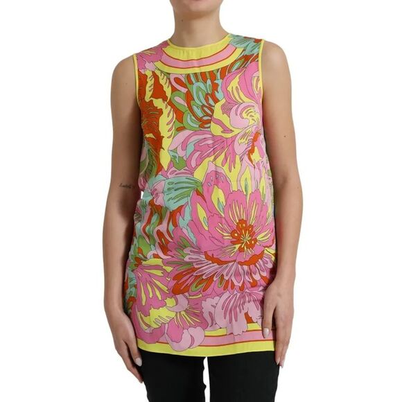 Dolce & Gabbana Multicolor Floral Silk Sleeveless Tank Blouse Top main image 0
